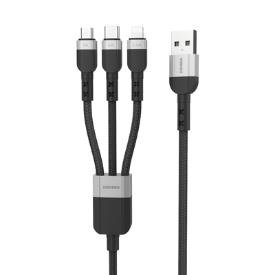 Cable Trenzado 3 En 1 Usb-M/L/C 100W 1.2mts