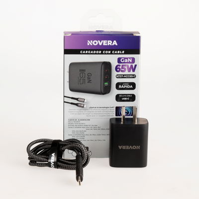 Cargador Rápido 65W GaN + Cable USB-C a USB-C