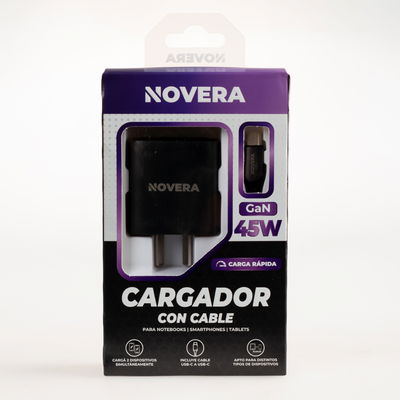  Cargador Rápido 45W GaN + Cable USB-C a USB-C