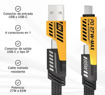 Cable Reforzado  4 En 1 para carga y datos