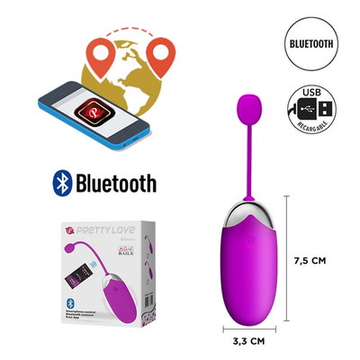 Bala vibradora Abner inalambrica con 12 funciones carga USB y control BLUETOOTH via APP 