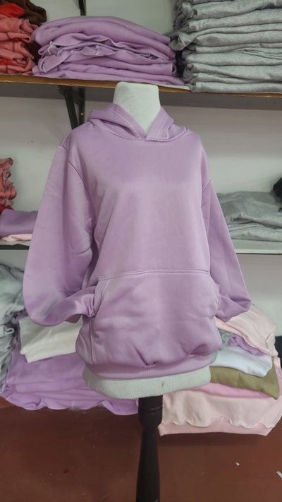 Buzo Oversized Unisex Canguro (color: lila)
