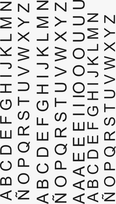 Pliego letras pequeñas negras