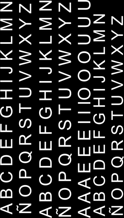 Pliego letras pequeñas blancas