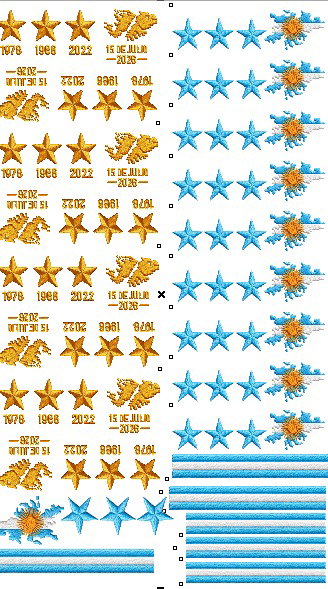 Pliego Malvinas + estrellas falso bordado