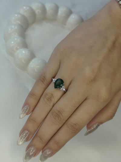 Anillo gota Verde 