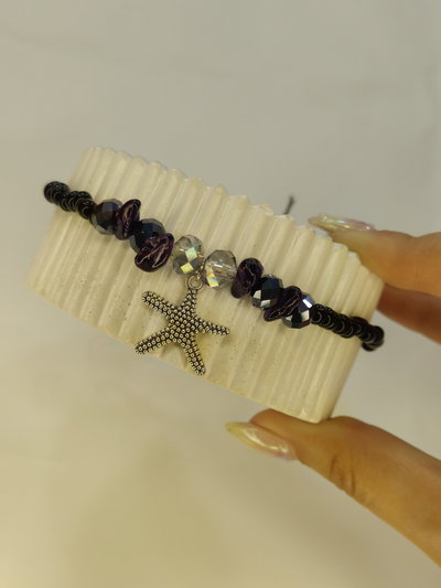 Tobillera estrella de mar cristales y piedras 