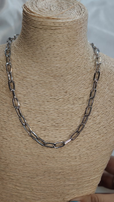 Collar cadena eslabón plateado 