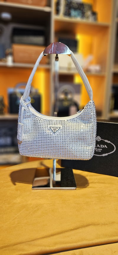 Minibolso Prada con Stras Blanca