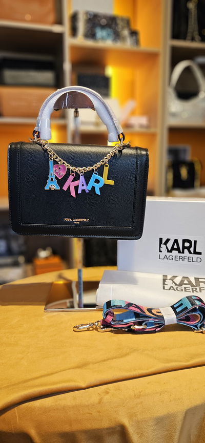 Cartera KARL LAGERFELD SIMONE Negra Logo Multicolor