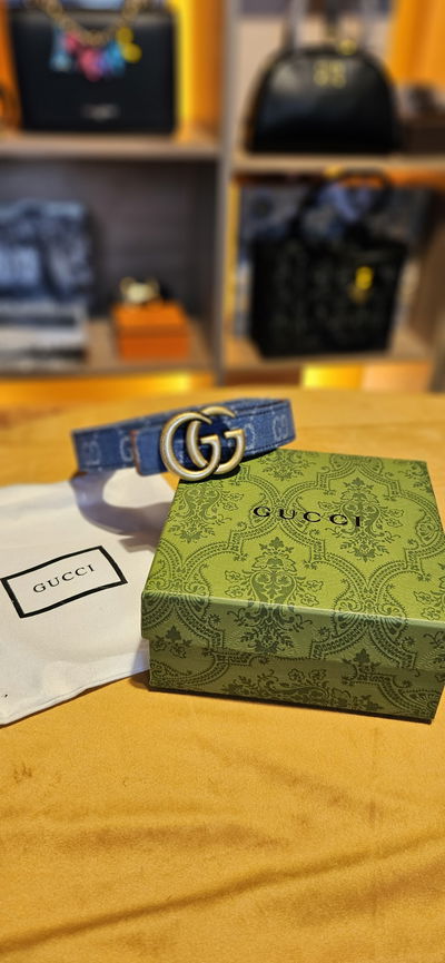 Cinto Gucci Jeans Hebilla Dorada