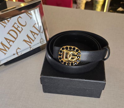 Cinto D&G Negro Hebilla Dorada