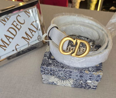 Cinto Dior Blanco Hebilla Dorada