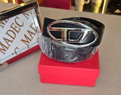 Cinto Diesel Negro Hebilla Plateada