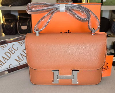 Cartera Hermes Marrón H Plata