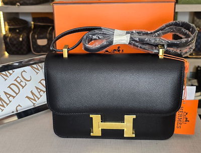 Cartera Hermes Negra H Dorada
