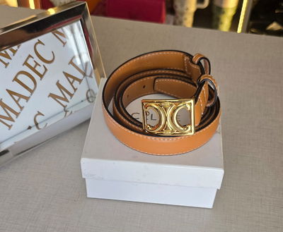 Cinto Celine Camel Hebilla Dorada