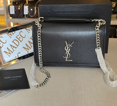 Cartera Yves Saint Laurent Negra Cadena Plateada