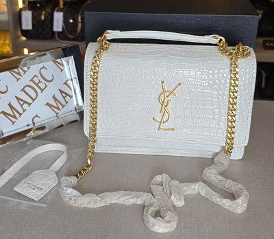 Cartera Yves Saint Laurent Blanca CroCro Cadena Dorada