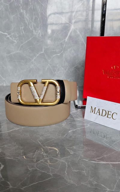 Cinto Valentino Beige Hebilla Dorada