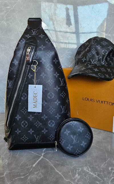 Set Louis Vuitton de Hombre Monograma Negro+ Gorra