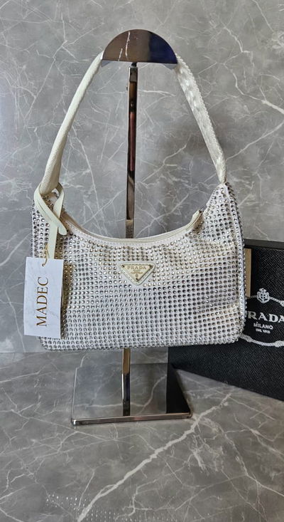 Minibolso Prada con Stras Blanca