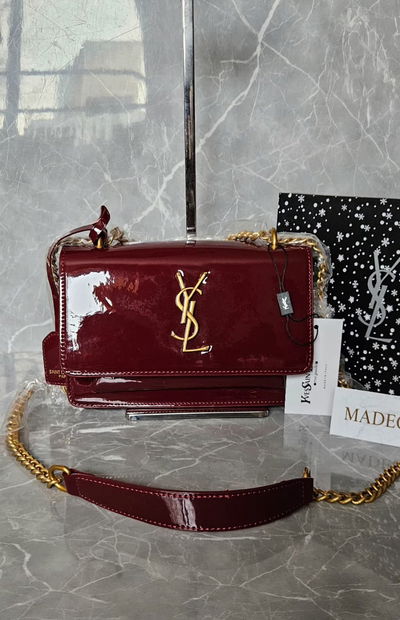Cartera YSL Charol Bordo