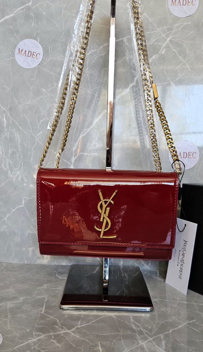 Cartera YSL Charol Bordo Cadena Dorada