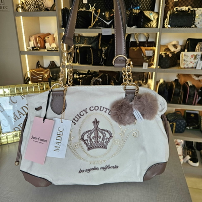 Cartera Juicy Couture Terciopelo Blanca/Marrón 