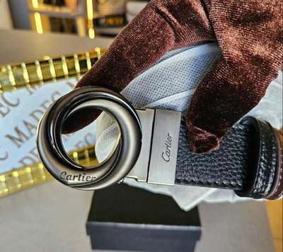 Cinto Cartier Hebilla Plateada Reversible