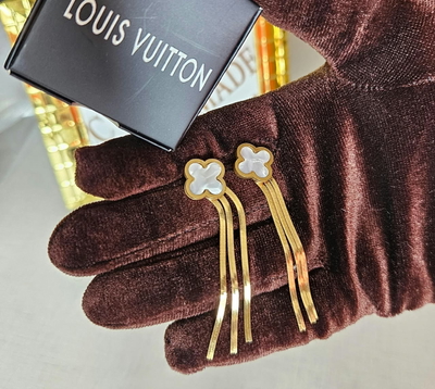 Aros Acero Largos Dorados Louis Vuitton