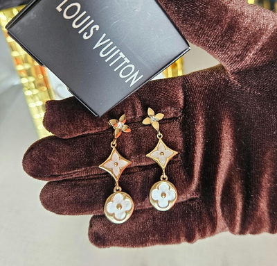 Aros Acero Dorado Largos Louis Vuitton