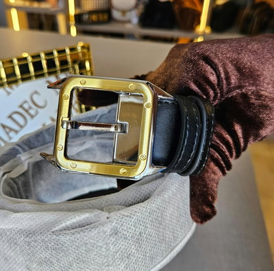 Cinto Cartier Hebilla Dorada Reversible
