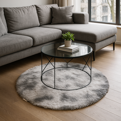 Alfombra Redonda 100cm Piel De Mono Antideslizante