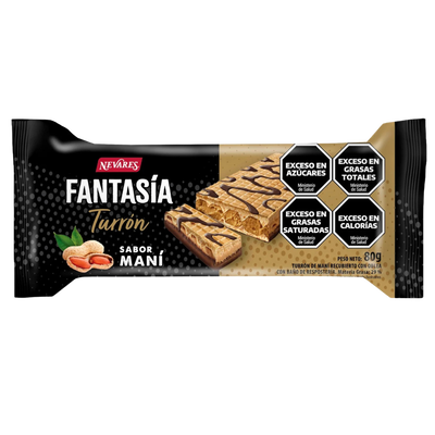 TURRON FANTASIA NEVARES PASTA DE MANI BAÑAD X 80 GR.