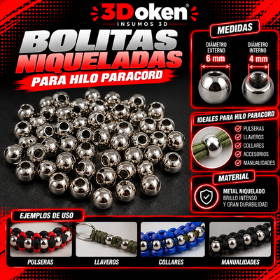 Bolitas Niqueladas Charms para Hilos Paracord – Llaveros y Accesorios