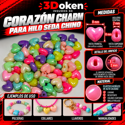 Corazones Decorativos para Hilo Chino de Seda – 8 mm
