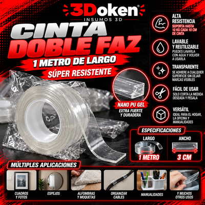 Cinta Doble Faz Transparente – Súper Resistente