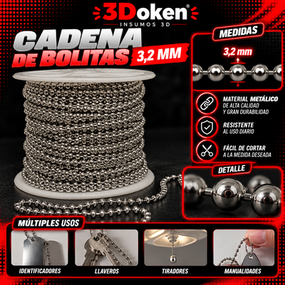 Cadena de Bolitas de 3,2 mm para Llaveros y Accesorios