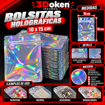 Bolsitas Holográficas de 10 x 15 cm – Packaging para Emprendedores