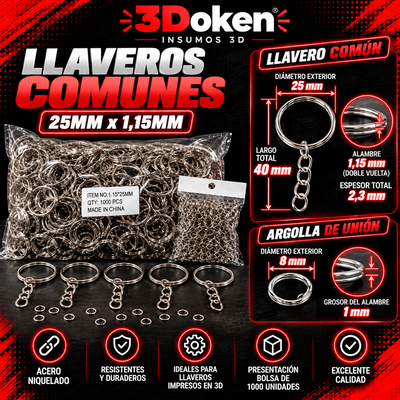 Cadenas sin fin + Aros para Llavero (Comunes)