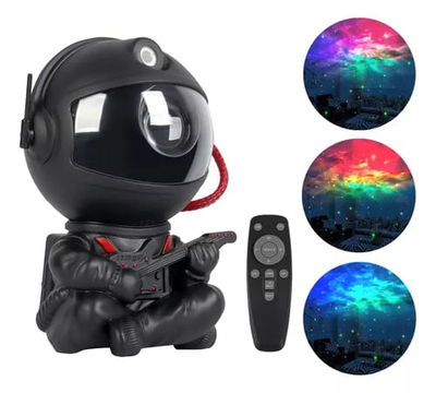 MINI PROYECTOR ASTRONAUTA GUITARRA NEGRO 12.5CM
