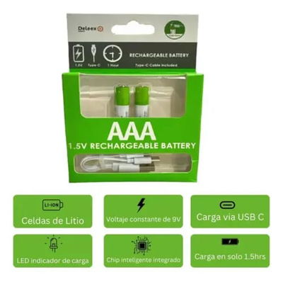 PILAS AAA RECARGABLE TIPO C X2 DELEEX