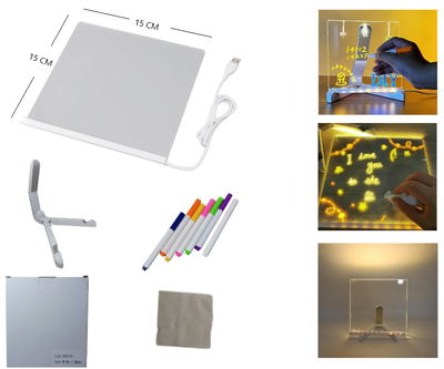 PIZARRA LED ACRILICA C/ MARCADORES 15X15CM