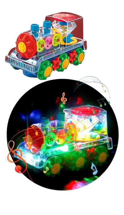 TREN DE ENGRANAJE TRANSPARENTE CON LUCES RGB