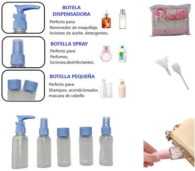 KIT DE VIAJE BOTELLAS PARA COSMETICOS 7PCS