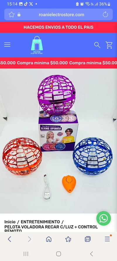 OFERTON!! PELOTA VOLADORA RECAR C/LUZ + CONTROL REMOTO