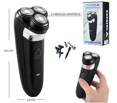 CORTA BARBA ONICA DE 3 CABEZALES RECARGABLE