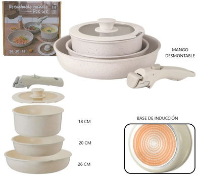 BATERIA DE COCINA C/MANGO DESMONTABLE
