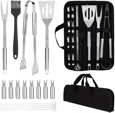 SET PARRILLERO 16 PCS ACERO INOXIDABLE 